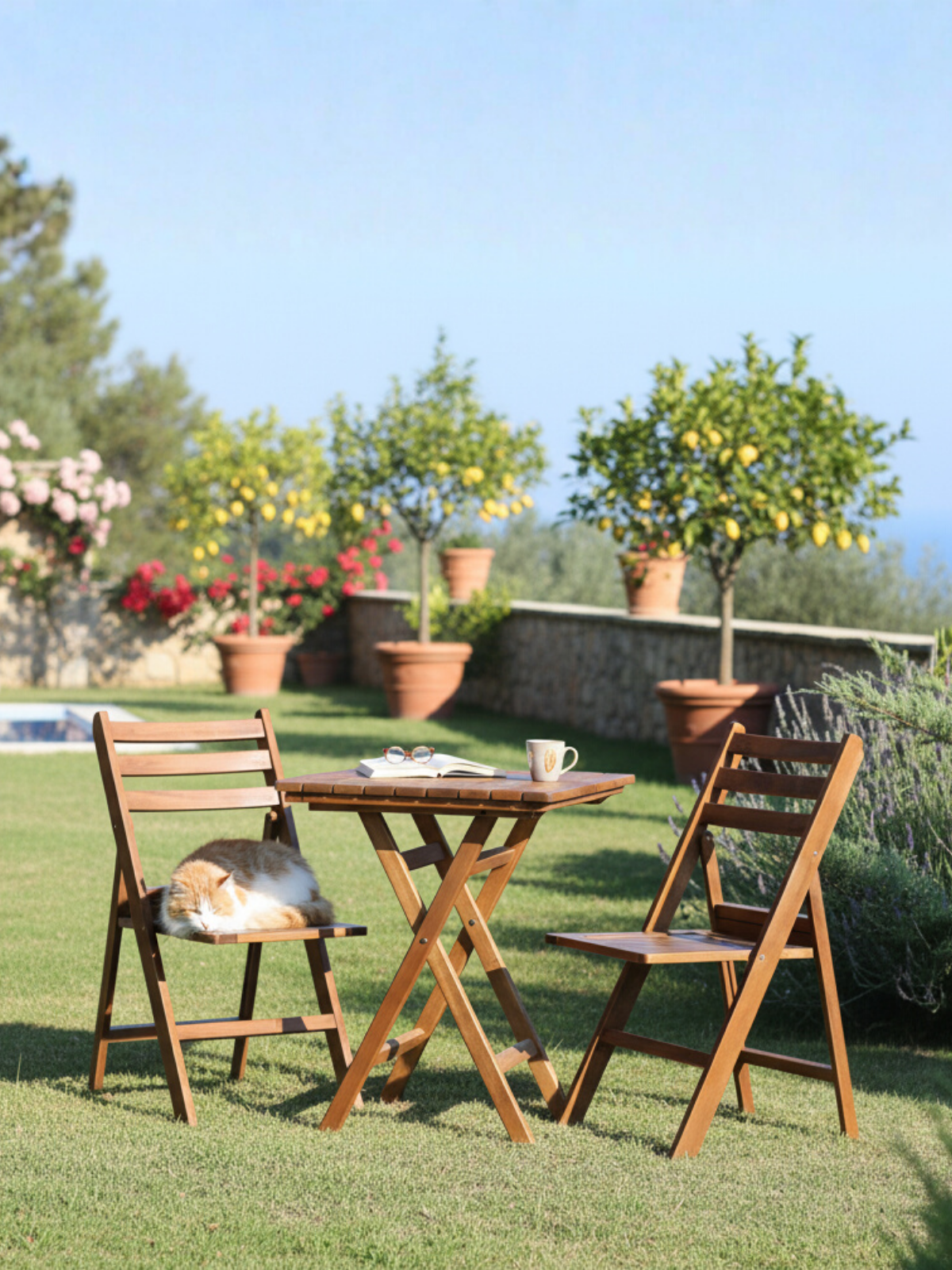 İspanya Balkon Seti | Gürgen Ahşaptan  Dayanıklı Masa Sandalye, Dış Mekan Kullanımına Uygun