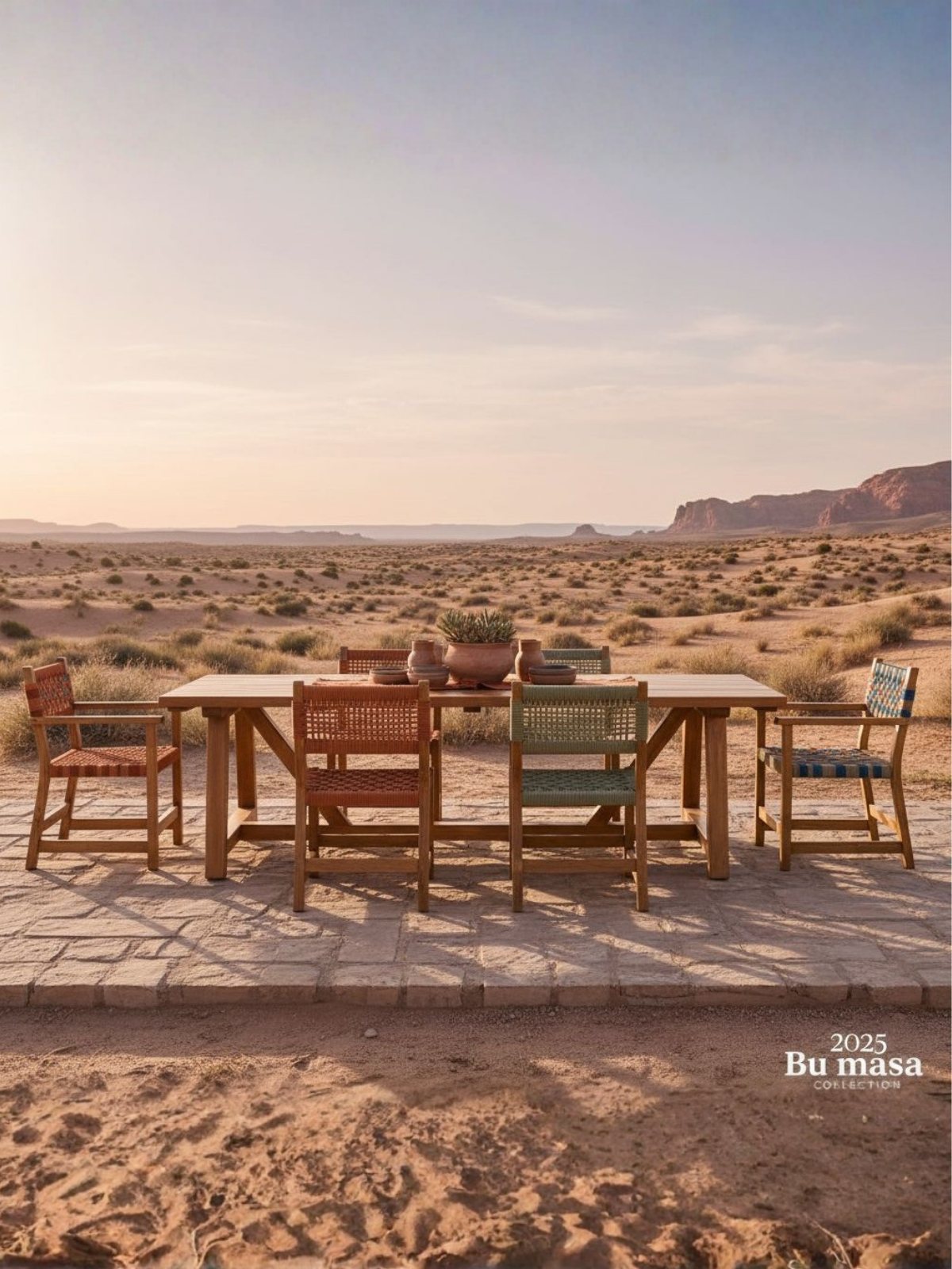 Maya Kollu Ahşap Sandalye | El Dokuması Doğal Jüt Halatlı Tasarım