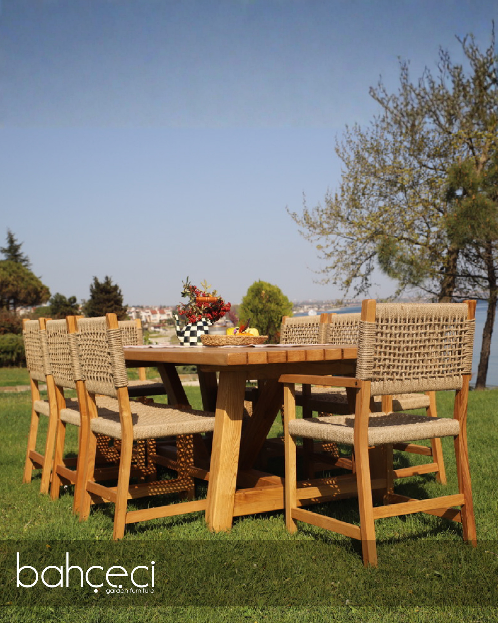 Maya Kütük Bahçe Masası 100x240 | Kestane Masa, Dış Mekan Koşullarına Dayanıklı