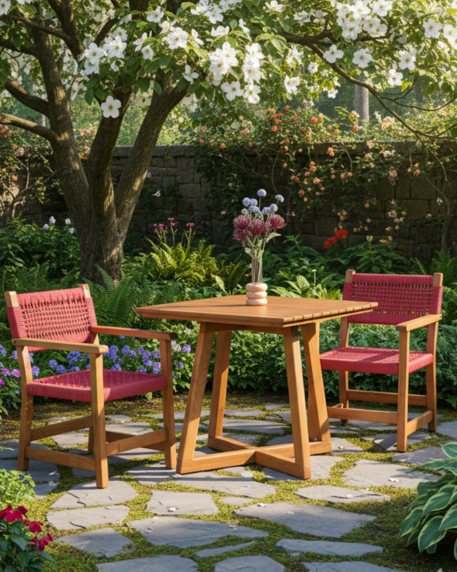 Berlin Kare Bahçe Masası | Kestane Ahşap Dış Mekan Masası