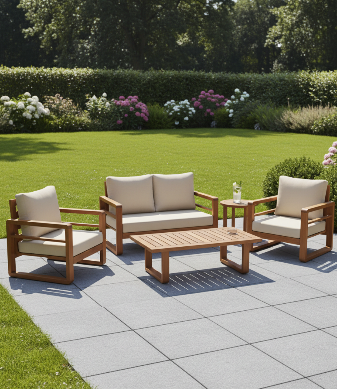 Mykonos Mini Ahşap Oturma Grubu