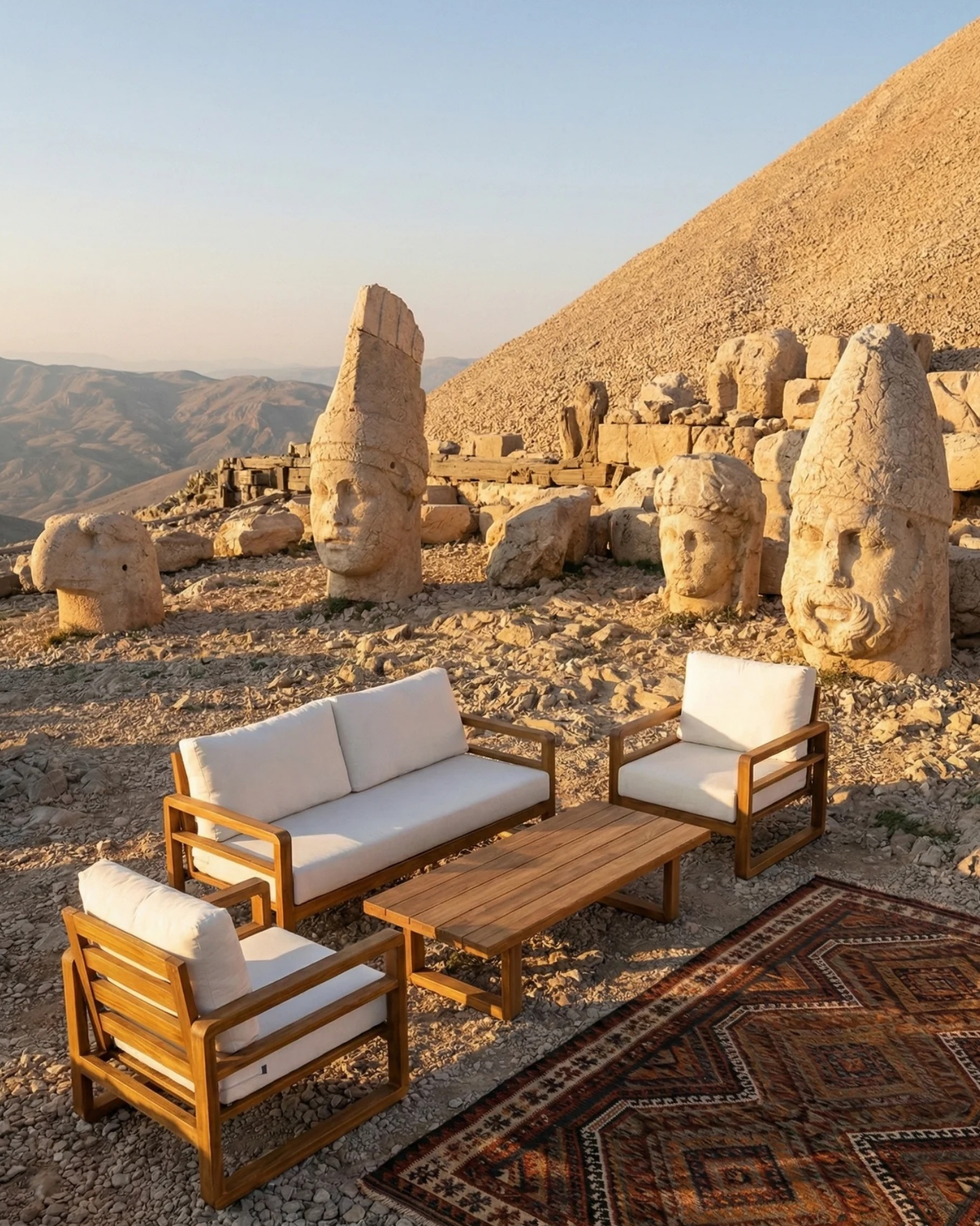 Mykonos Ahşap Oturma Grubu