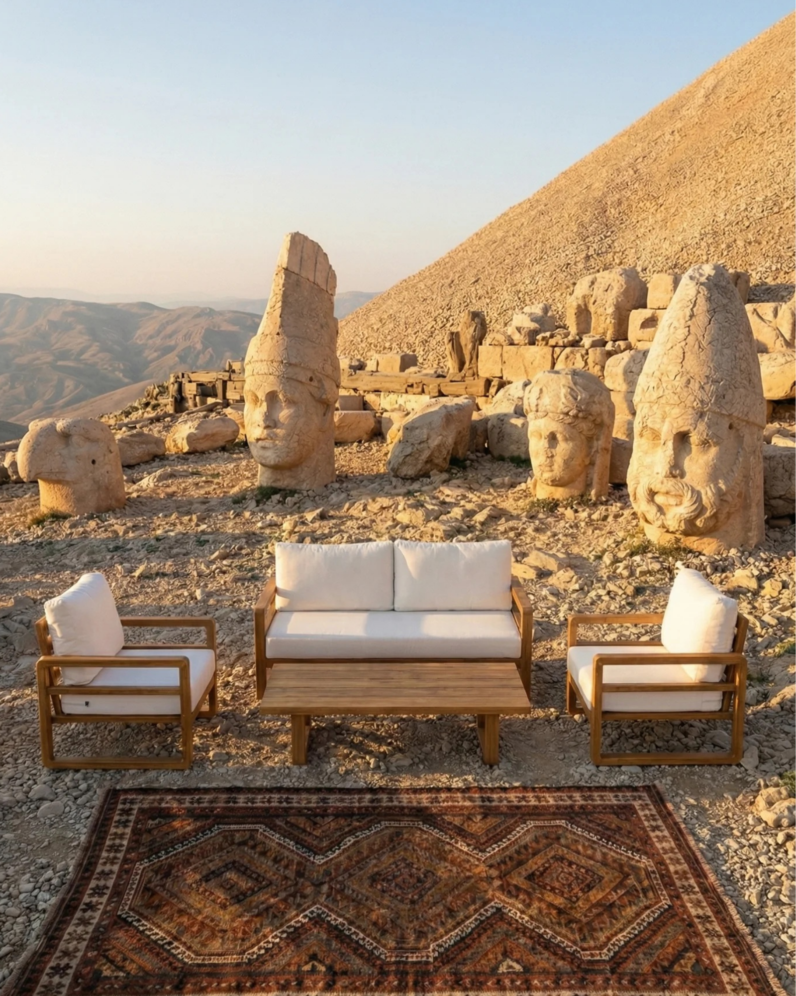 Mykonos Ahşap Oturma Grubu