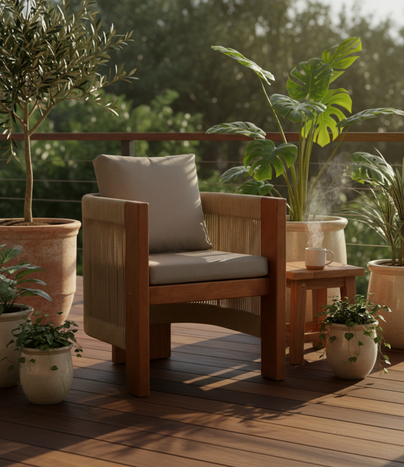 Tokyo İp Örgü Detaylı Sandalye